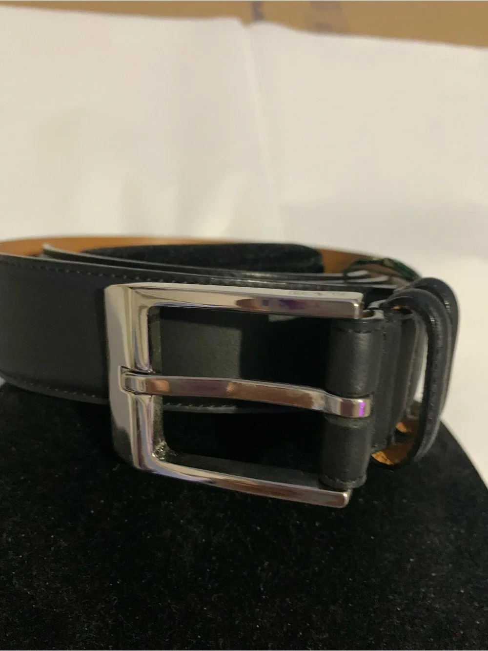 Polo Ralph Lauren Black Italian Leather Dress Belt With Silver Buckle 40